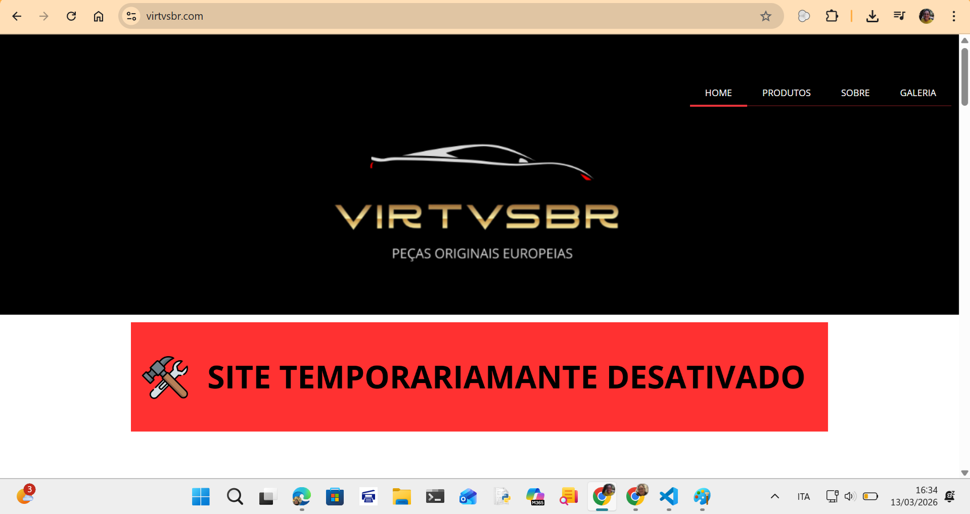Preview do site da Exportadora VIRTVSBR